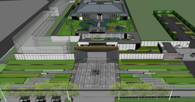 Modern Demonstration Zone Landscape SU Model 3D Model .c4d .max .obj .3ds .fbx .stl .blend 