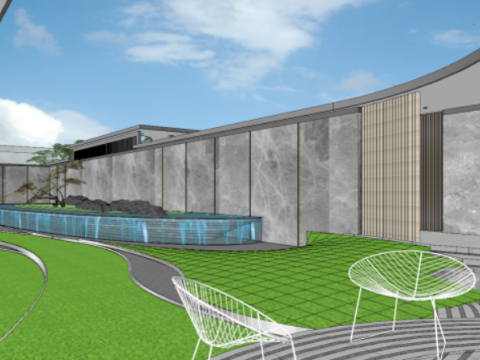 Modern Demonstration Zone Landscape SU Model 3D Model