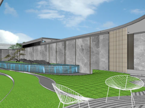 Modern Demonstration Zone Landscape SU Model 3D Model