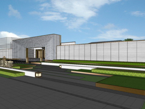 Modern Demonstration Zone Landscape SU Model 3D Model