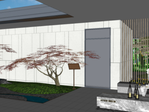 Modern Demonstration Zone Landscape SU Model 3D Model