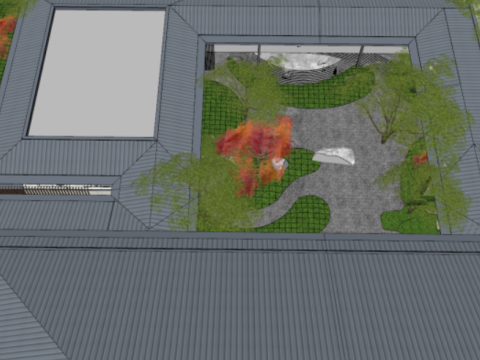 Modern Demonstration Zone Landscape SU Model 3D Model