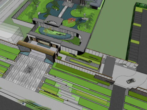Modern Demonstration Zone Landscape SU Model 3D Model