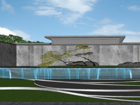 Modern Demonstration Zone Landscape SU Model 3D Model