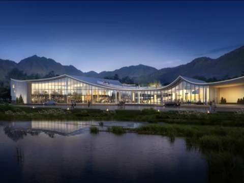 SU model of characteristic sloping roof building in villa demonstration area 3D Model