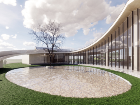 SU model of characteristic sloping roof building in villa demonstration area Modello 3D