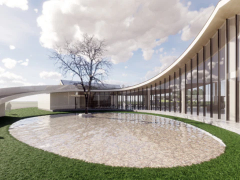 SU model of characteristic sloping roof building in villa demonstration area 3D Model