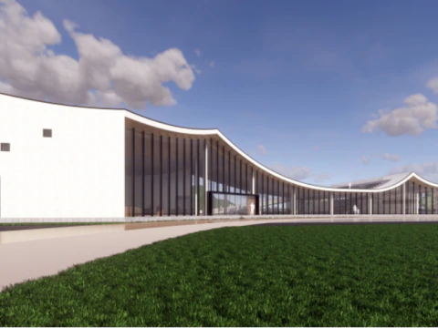 SU model of characteristic sloping roof building in villa demonstration area 3D Model