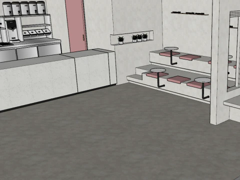 Wabi Sabi Milk Tea Cafe SU Model 3D Model