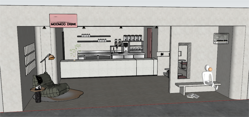Wabi Sabi Milk Tea Cafe SU Model 3D 模型 .c4d .max .obj .3ds .fbx .stl .blend 