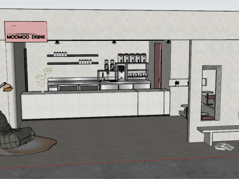 Wabi Sabi Milk Tea Cafe SU Model 3D मॉडल