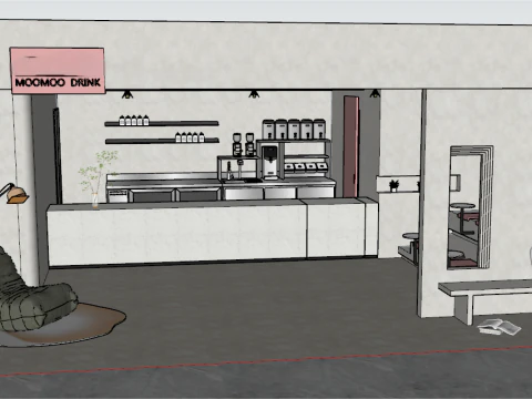 Модель Wabi Sabi Milk Tea Cafe SU 3D Модель