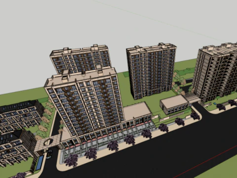Модель SU высотного здания в западном стиле 3D Модель