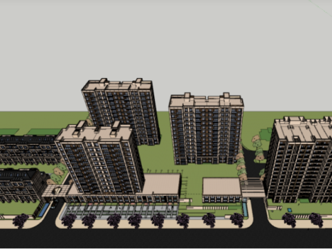 High rise and Western style building SU model 3D 모델