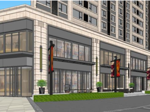Commercial entrance demonstration zonehigh-rise building SU model 3D Модель