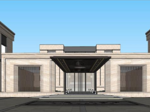 Commercial entrance demonstration zonehigh-rise building SU model Model 3D