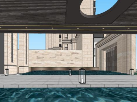 Commercial entrance demonstration zonehigh-rise building SU model Model 3D
