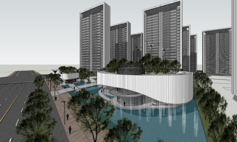 Modern style residentialsales office building SU model 3D मॉडल .c4d .max .obj .3ds .fbx .stl .blend 