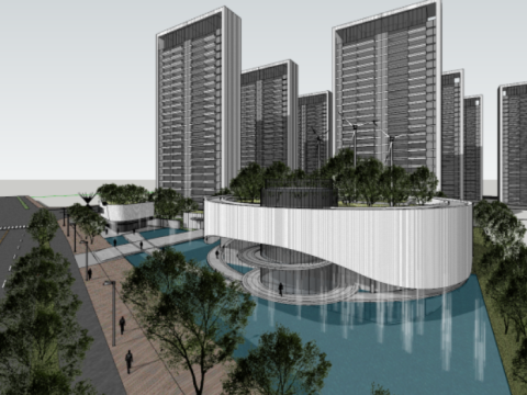 Modern style residentialsales office building SU model 3D Модель