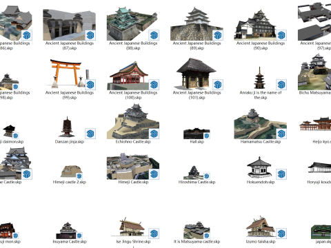 More than 100 sets of SU models of ancient Japanese architecture 3D Модель