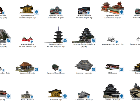 More than 100 sets of SU models of ancient Japanese architecture 3D Модель