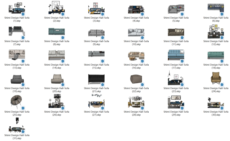 Sofas 31 pieces Modelo 3D .c4d .max .obj .3ds .fbx .stl .blend