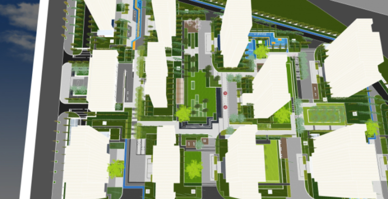 Boutique Modern manor area landscape su model 3D Model .c4d .max .obj .3ds .fbx .stl .blend