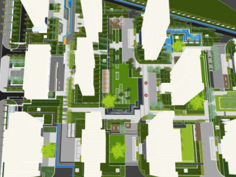 Boutique Modern manor area landscape su model 3D 模型
