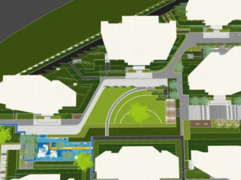 Boutique Modern manor area landscape su model 3D Model