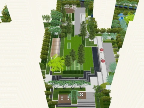 Boutique Modern manor area landscape su model 3D Model