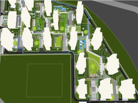 Boutique Modern manor area landscape su model 3D Model