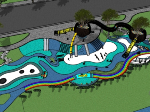 A Model of Citizen Leisure and Entertainment Landscape in Riverside Park 3D 模型