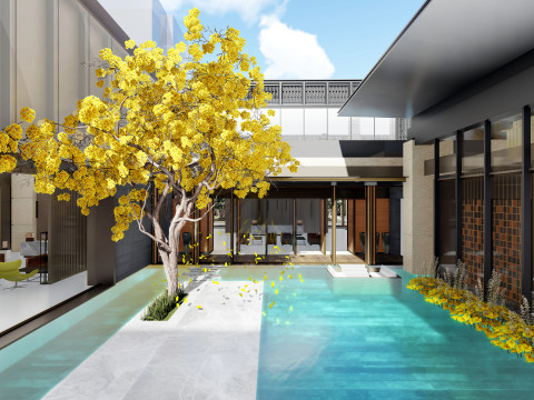 Lakeside Light Luxury Art Residential Landscape SU Model 3D Model
