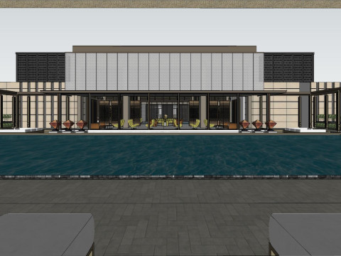 Lakeside Light Luxury Art Residential Landscape SU Model Modelo 3D