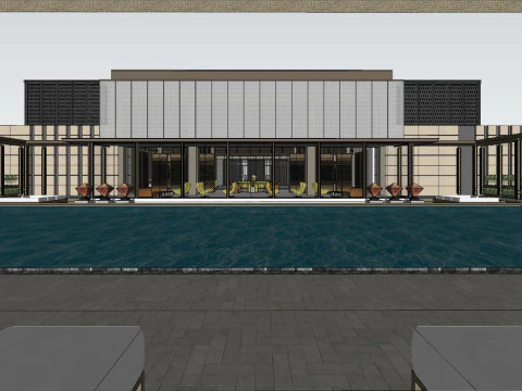 Modello SU Lakeside Light Luxury Art Residential Landscape Modello 3D