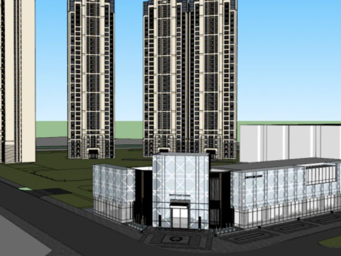 Modelo SU de um edif&iacute;cio de &aacute;rea de demonstra&ccedil;&atilde;o Modelo 3D