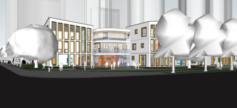 SU Model of a Kindergarten Building in a City 3D Модель .c4d .max .obj .3ds .fbx .stl .blend 
