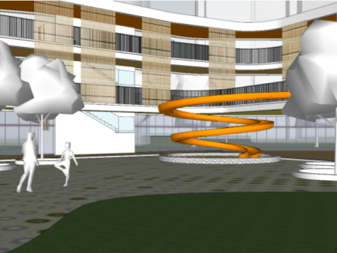 SU Model of a Kindergarten Building in a City 3D Модель