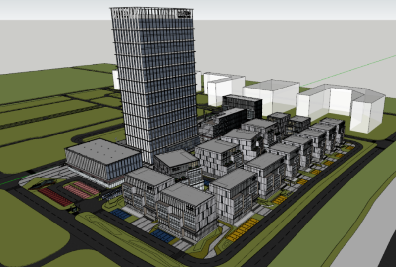 SU model for the construction of a modern high-rise financial park and industrial park in a mega cit 3D 模型 .c4d .max .obj .3ds .fbx .stl .blend 