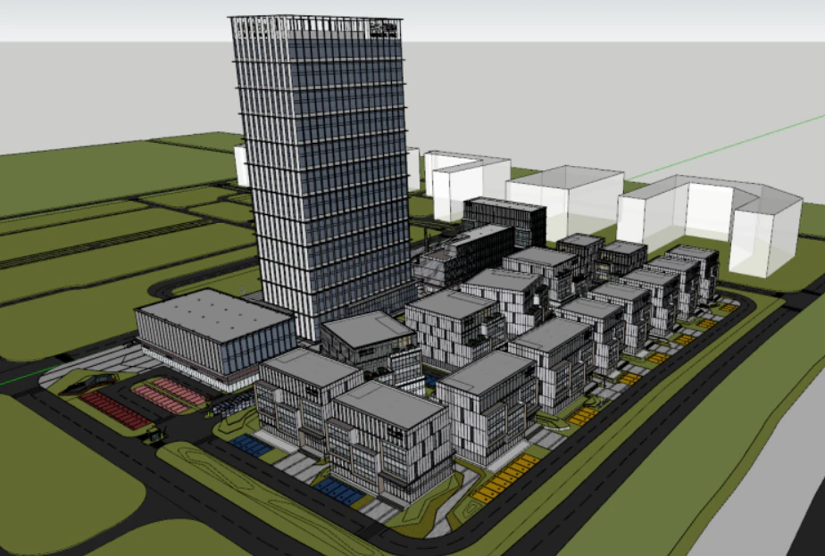 SU model for the construction of a modern high-rise financial park and industrial park in a mega cit 3D Model .c4d .max .obj .3ds .fbx .stl .blend 