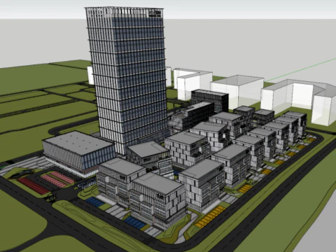 Modelo SU para a constru&ccedil;&atilde;o de um moderno parque financeiro e industrial em uma megacidade Modelo 3D