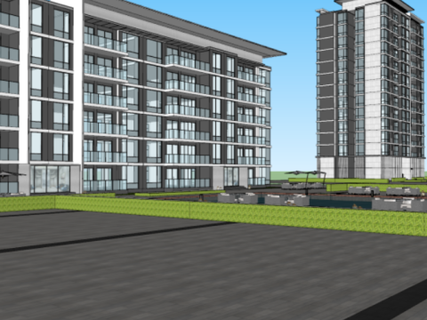 Forest modern style villahigh-rise building SU model Model 3D