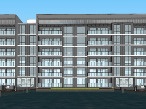 Forest modern style villahigh-rise building SU model Modelo 3D
