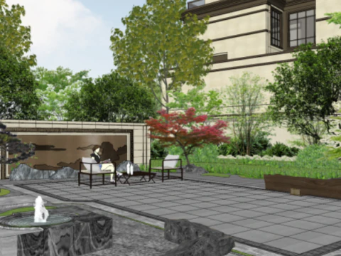 Demonstration area entrance villa SU model 3D Model