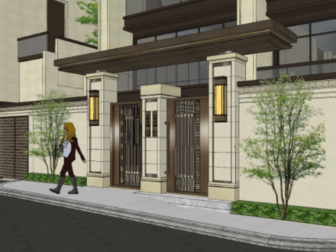 Demonstration area entrance villa SU model Modelo 3D