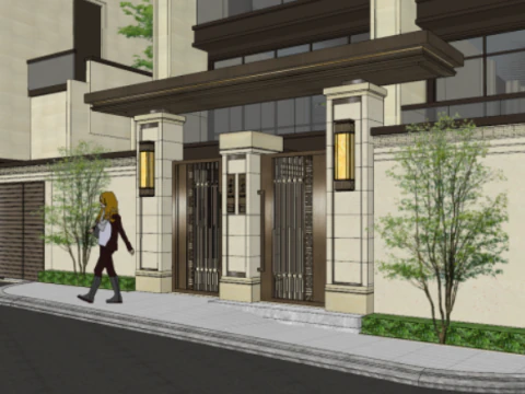 Demonstration area entrance villa SU model 3D Model