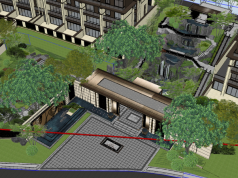 Demonstration area entrance villa SU model Modelo 3D