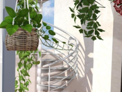 Nordic Style Villa Terrace SU Model 3D मॉडल