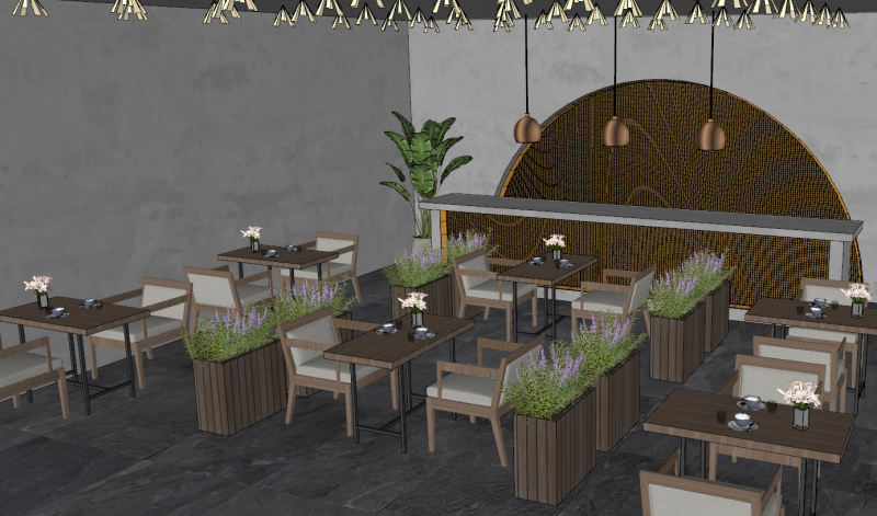 Qiji Style Small Dining Room Space SU Modèle 3D .c4d .max .obj .3ds .fbx .stl .blend 