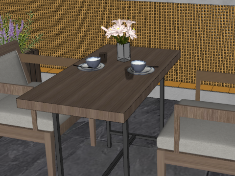 Qiji Style Small Dining Room Space SU Modèle 3D